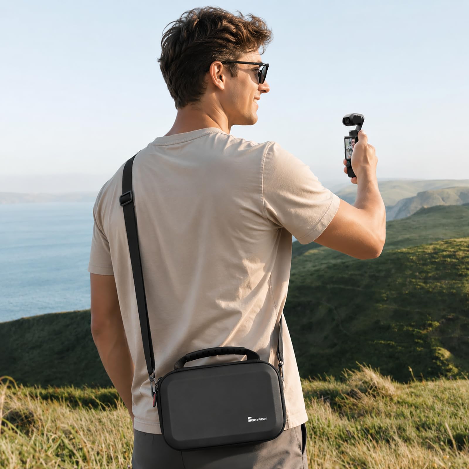 SKYREAT Osmo Pocket 4 Tasche, PU-Schutzhülle für DJI Pocket 4 Creator Combo Zubehör, Tragbare Handtasche für Reisen, Vlogging und Außenaufnahmen, zur Organisation