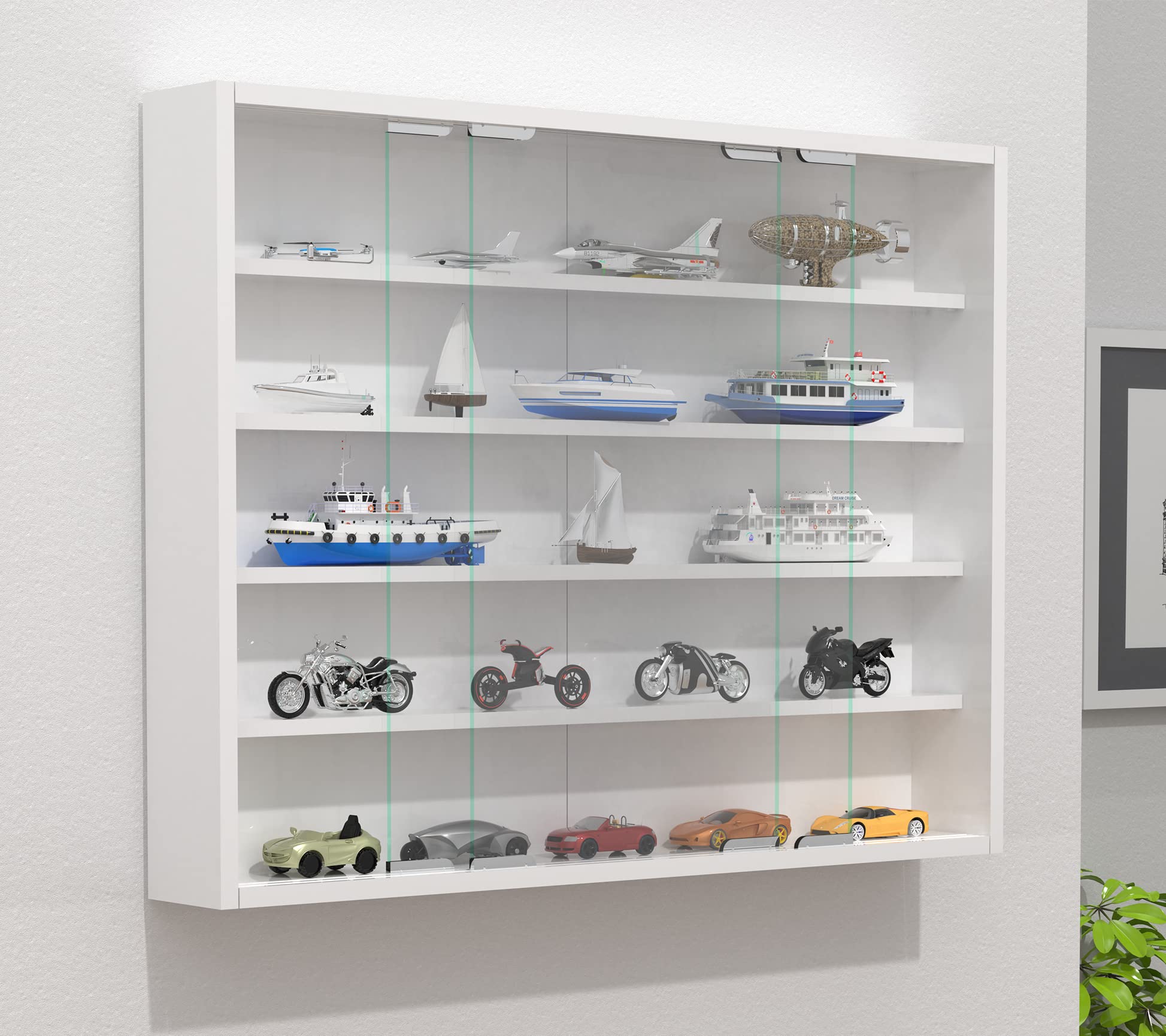 VCM Glasvitrine hängend | Vitrine Glas mit ESG-Sicherheitsglas | Maße ca. H. H. 60 x B. 77 x T. 10 cm | Hängevitrine Glas | Modern und platzsparend | Glas Vitrinenschrank - Agisa L
