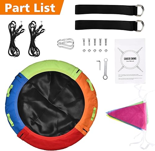 Miniatura 6 de HeyZoo Columpio de árbol, columpio volador de 40 pulgadas para niños, capacidad de peso de 900 libras, con correas ajustables para colgar, juegos de