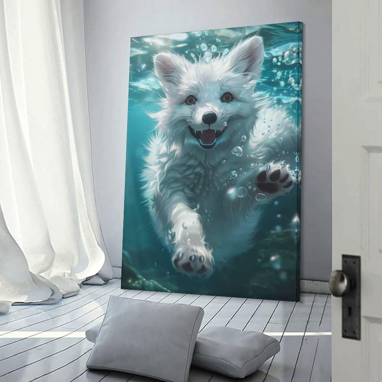 Junmoney Arctic Fox Room Decor Wall Art, 24x36inch(60x90cm), for Office, Study Or Home Workspace, A Smart Decor Choice for Study Walls