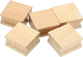 PATIKIL 35x35mm Blank Wood Rubber Stamp Mounts, 5Pcs Wooden Rubber Stamp Handle Hard Wooden Blocks for Making DIY Crafting, Brown