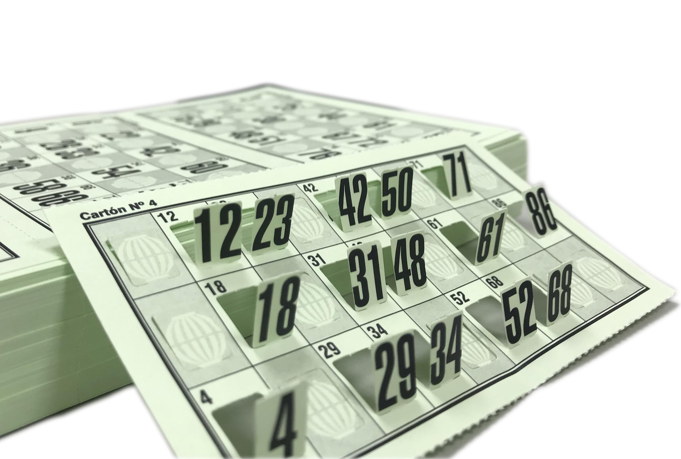 Genérico 960 Cartones de Números Troquelados para Bingo Tradicional de 90 Bolas (Verde) - 1