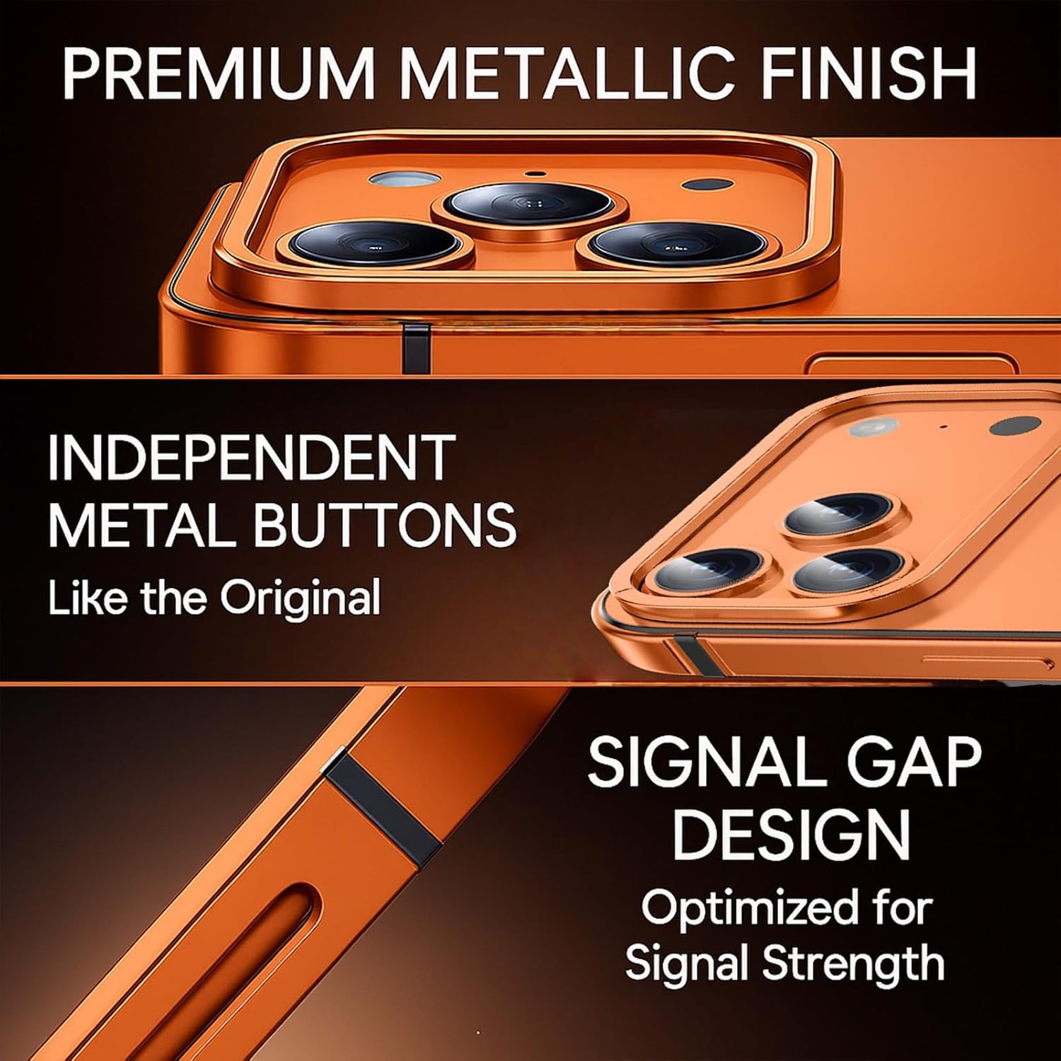 Stainless Steel Case for iPhone 17 Pro Max/17 Pro, Ultra-Slim Metal Frame with Frosted Anti-Fingerprint Back, Soft Gel Lining Shockproof Cover with Responsive Buttons(Blue,17 Pro)