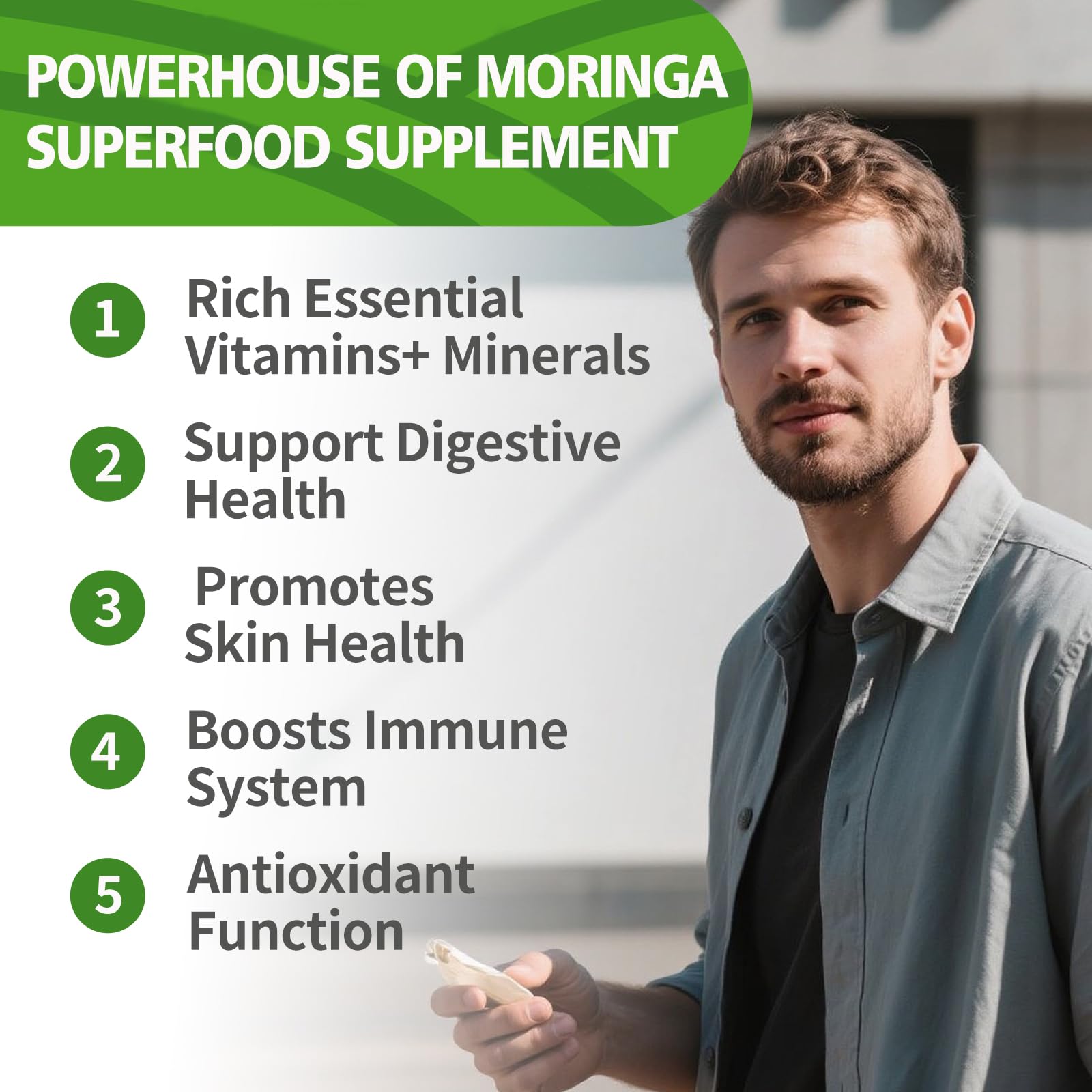 Moringa Capsules 200 Count | 30:1 Extract 700mg | Pure Moringa Oleifera Powder Pills Non-GMO | Sustained Energy, Immune, Skin, Hair & Gut Health | Vegan Gluten-Free Daily Wellness Supplement — Amazon image 3