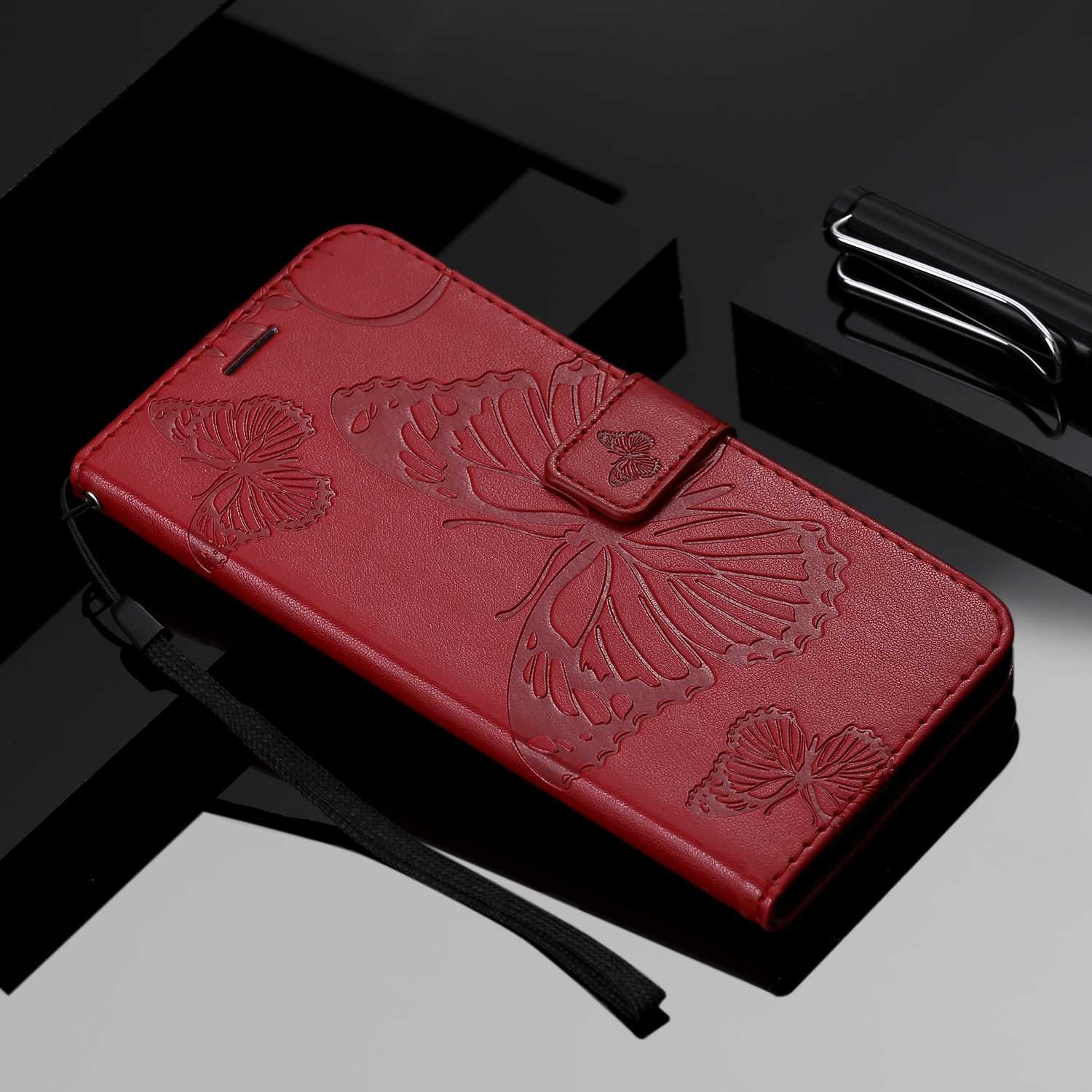 Custodia per iPhone 6, 6S, 7, 8 e SE 2020 Supporto Video e Portacarte, Copertina Magnetica - Rossa - Italiano