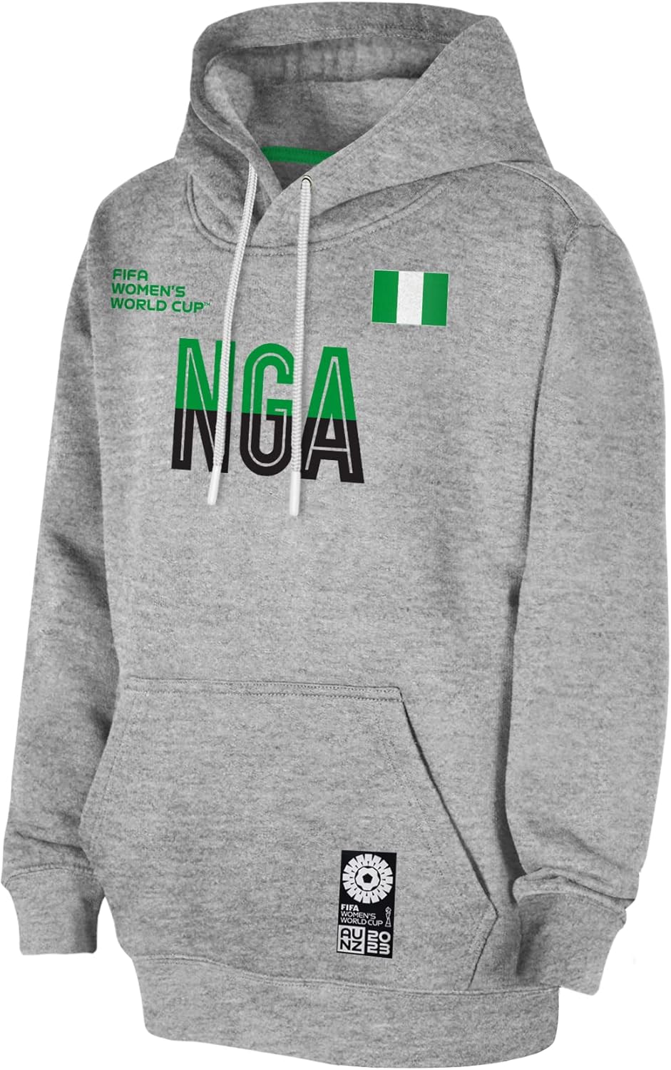 (Size L) Outerstuff FIFA 2023 Women's World Cup Hooded Sweatshirt Nigeria World Cup Soccer Team Large Heather Grey