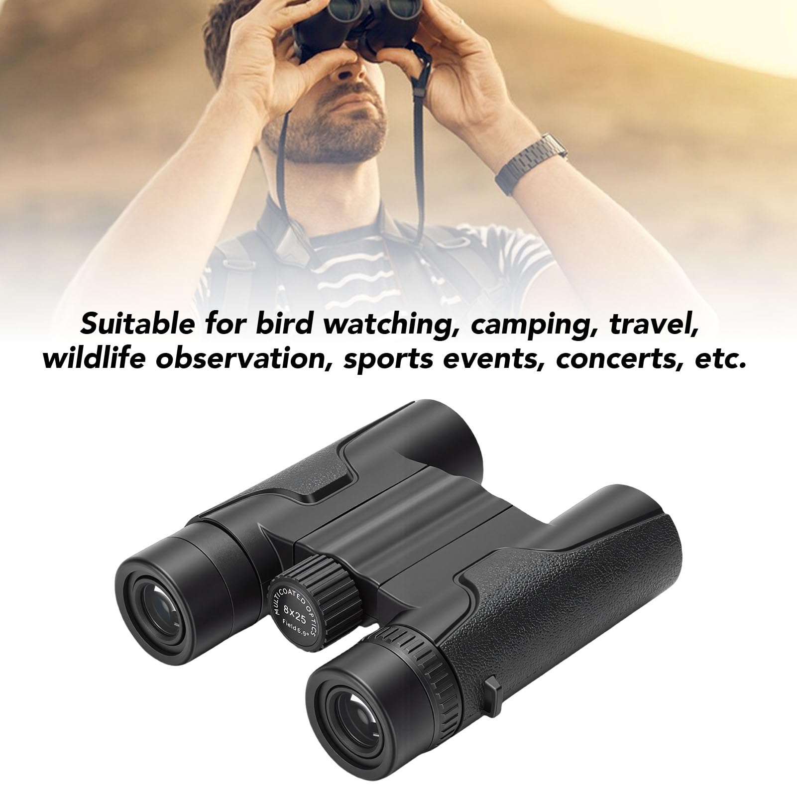 Changor Binocolo 8x25 Pieghevole con Prisma BK7 per L'escursionismo del