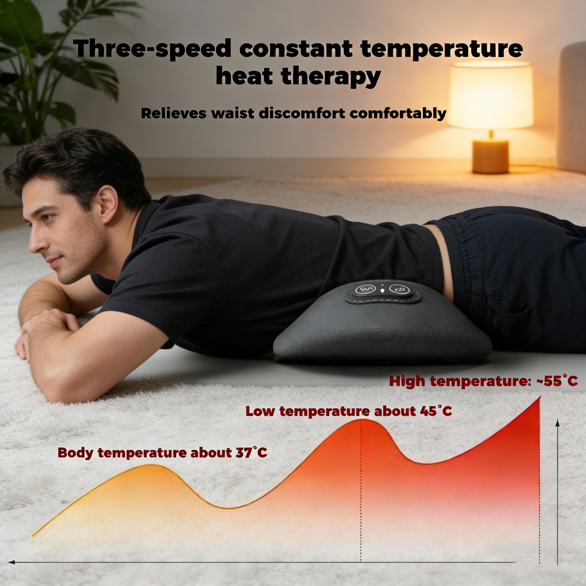 Vertofix 3-Zonen Tiefenwärme-Massagegerät, 2026 Upgrade Triple Method Massager - Traction Lifting Vibration Massages & Hot Compress, Rücken Massage Für Büro, Zuhause, Reise (A,Akku Version)