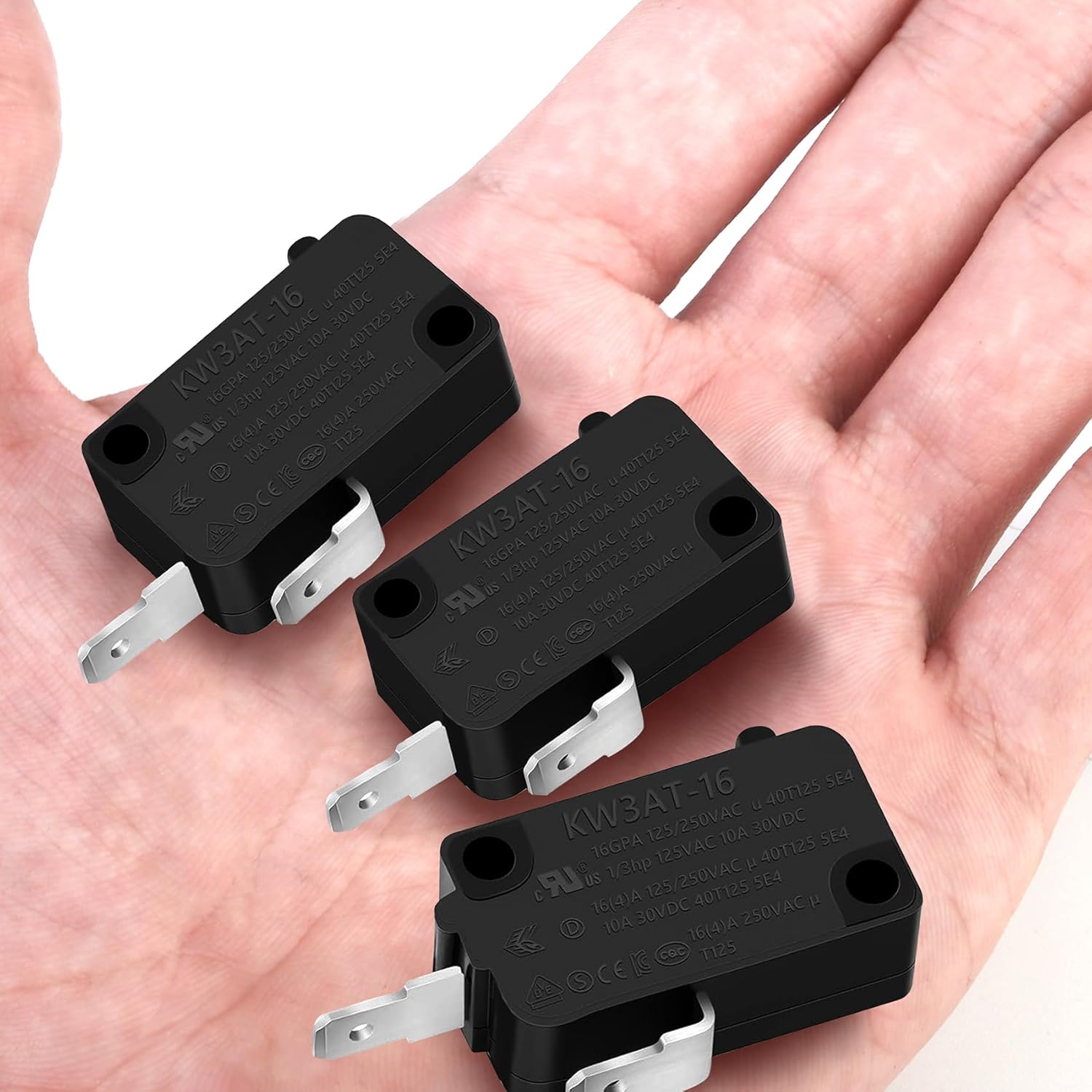 3PCS Microwave Oven Door Switch Replacement Parts(2X Normally Open + 1X Normally Closed), 16A 125/250V, KW3AT-16(Downward Compatible with KW3A-16)