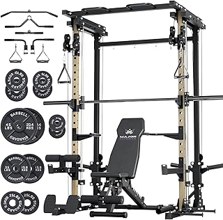 Major Fitness Drone3 Smith - Máquina todo en uno para sentadillas para gimnasio en casa con barra de peso, máquina cruzada de cables, equipo de fitness resistente para entrenamiento de fuerza y