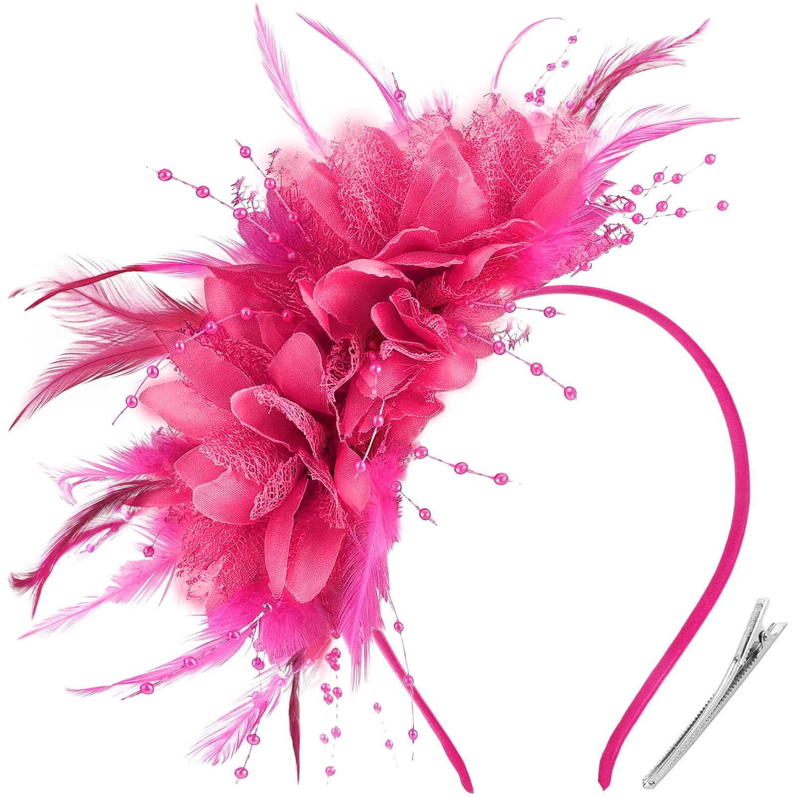 DRESHOW Womens Fascinators Hats Tea Party Derby Hats Headband for Women