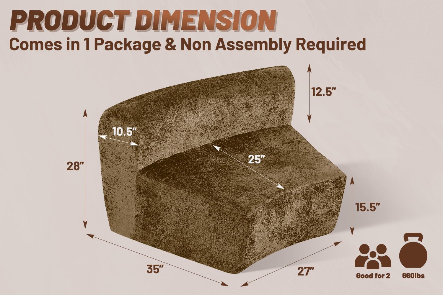 HABUTWAY Modular Sectional Sofa Memory Foam Filled Single Sofa Chair with Deep Seat, Modern Sofa Couches for Living Room Apartment Office, No Assembly Required, Brown 1 71O9 o5iZpL. AC SL1500