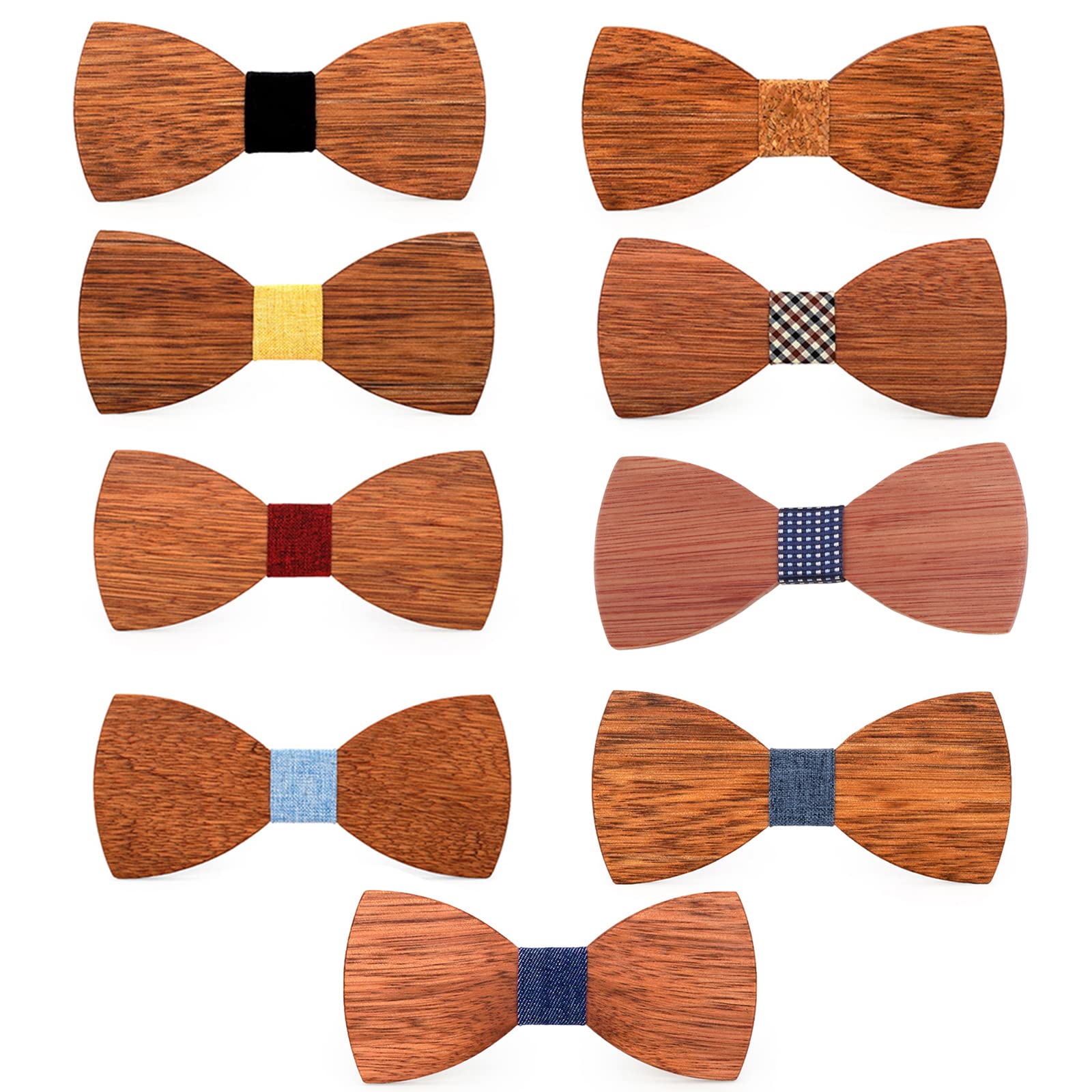 DIIOOMIEEU Novelty 3D Wooden Tie Pocekt Square Cufflinks Fashion Wood Bow Tie Wedding Dinne Handmade Corbata Wooden Ties