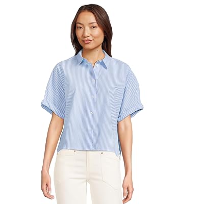 Lilla P Striped Boxy Button Down Women
