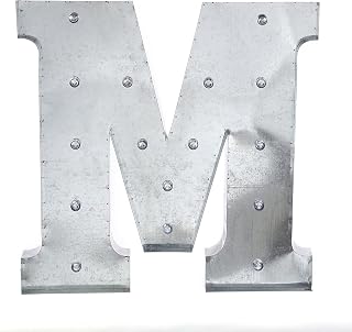 20-Inch tall Silver M Marquee Letters LED Lighted Alphabet Light Up Sign Home Wedding Party Bar Tabletop Decorations