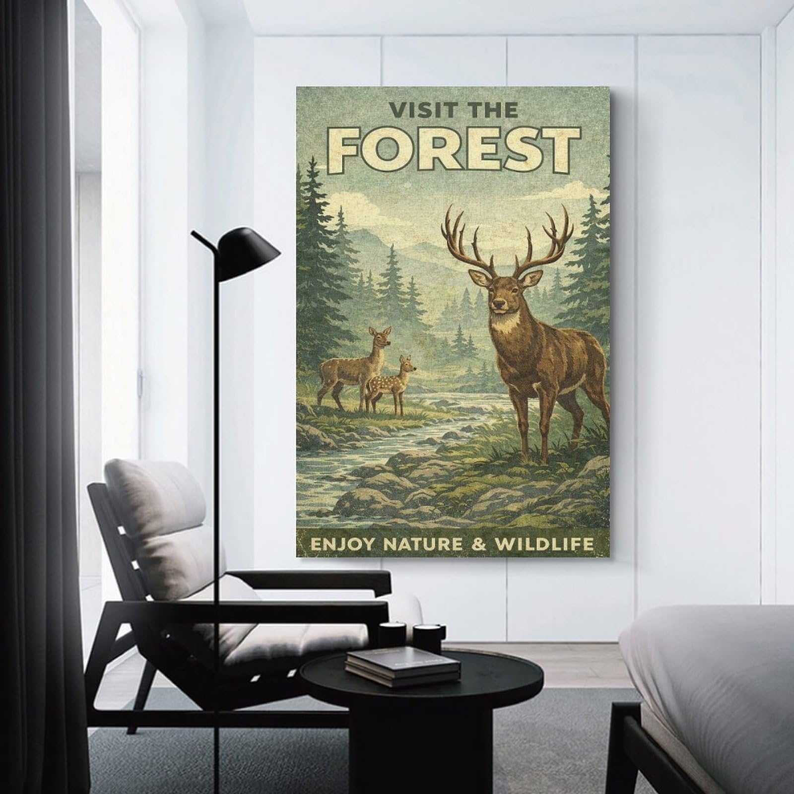 Junmoney Unframe-Style-17 Visit The Forest Vintage Room Decor Wall Art, 20X30inch(50X75cm), For Entrance Walls, Hall Decor Or Foyers, A Neat Decor Update For Hallways