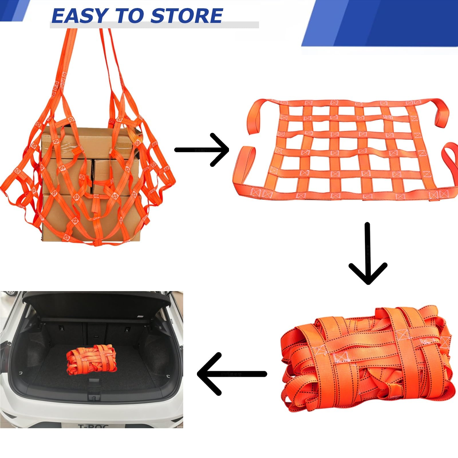 Rete di carico in Poliestere Resistente 3x3 m - capacità di carico 4 tonnellate, Rete di Sollevamento Versatile con Cinghie a Maglia Resistenti da 15 cm per Il carico e Il Supporto del caric