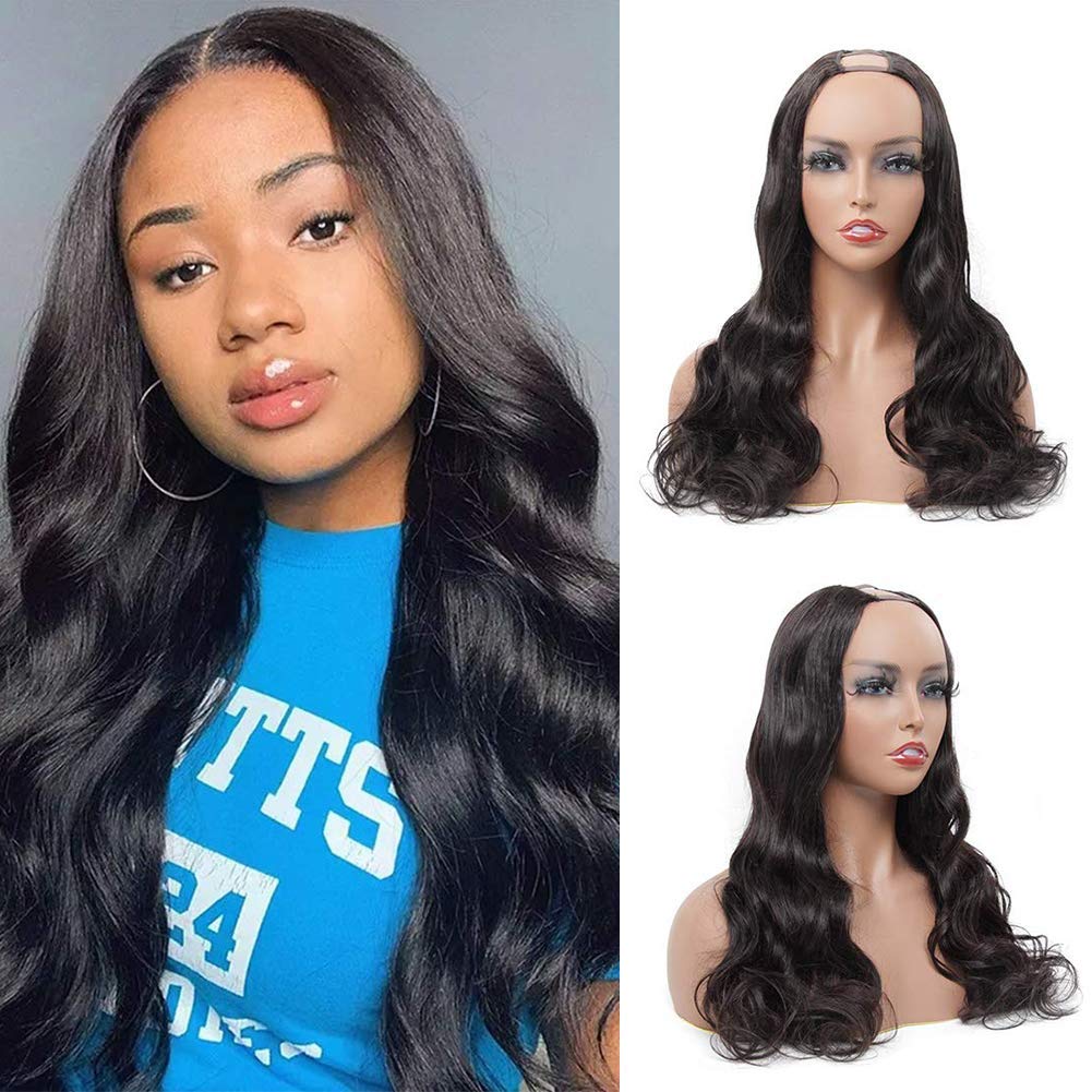 Amazon.com: U Part Wigs Human Hair Body Wave Wig Human Hair 2"x4" Middle  Part Clip In Hair Extensions Glueless Half Wigs for Black Women Natural  Color (28 Inch) : Everything Else