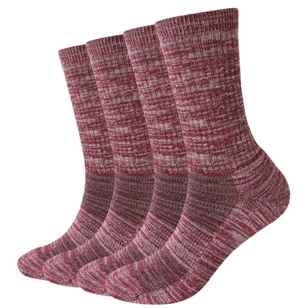 EnerWear 4 Pack Women's Merino Wool Outdoor Hiking Trail Crew Sock