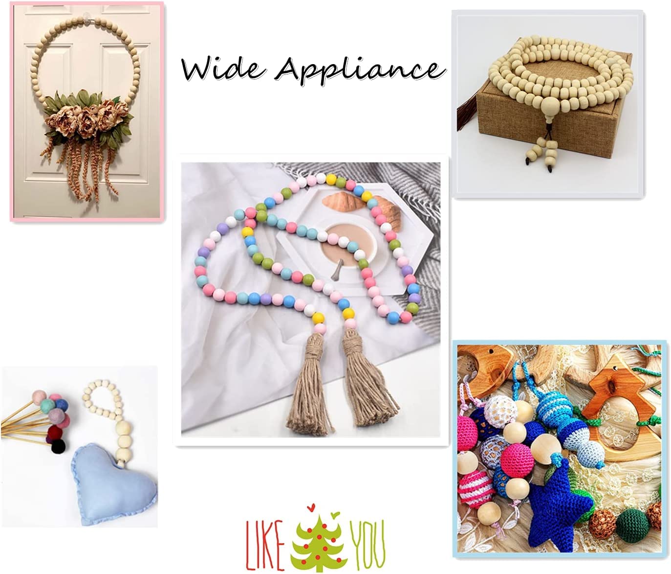 Lot De 150 Grandes Perles Rondes En Bois Brut Pour Macramé, Loisirs Créatifs, Fabrication De Bijoux, Décoration D'intérieur, 20 Mm