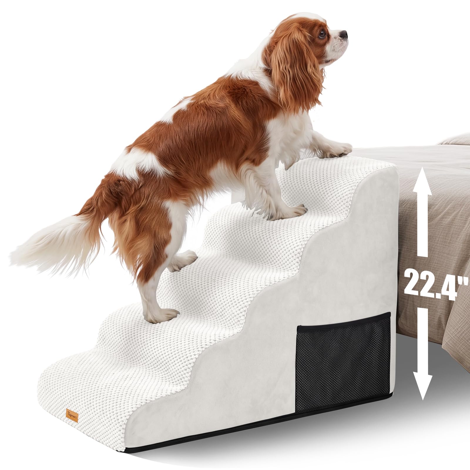 Topmart High Density Foam Dog Steps 5 Tiers, Extra Wide Deep Pet Steps