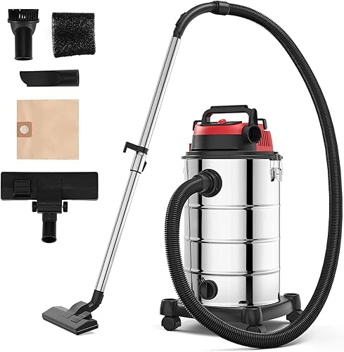 COSTWAY Aspiradora húmeda y seca de 9 galones, aspiradora 3 en 1 con soplador y tanque inoxidable grande, aspiradora ligera de 6 picos HP para el