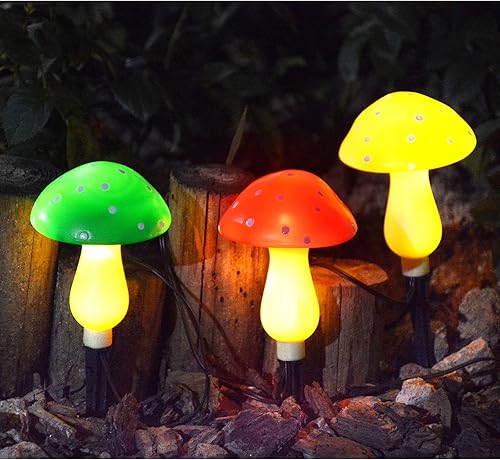 Miniatura 8 de Abkshine Luces Solares de Jardín al Aire Libre Mejoradas con Forma de Seta (6 Lámparas de Seta), 8 Modos de Luces de Navidad Impermeables