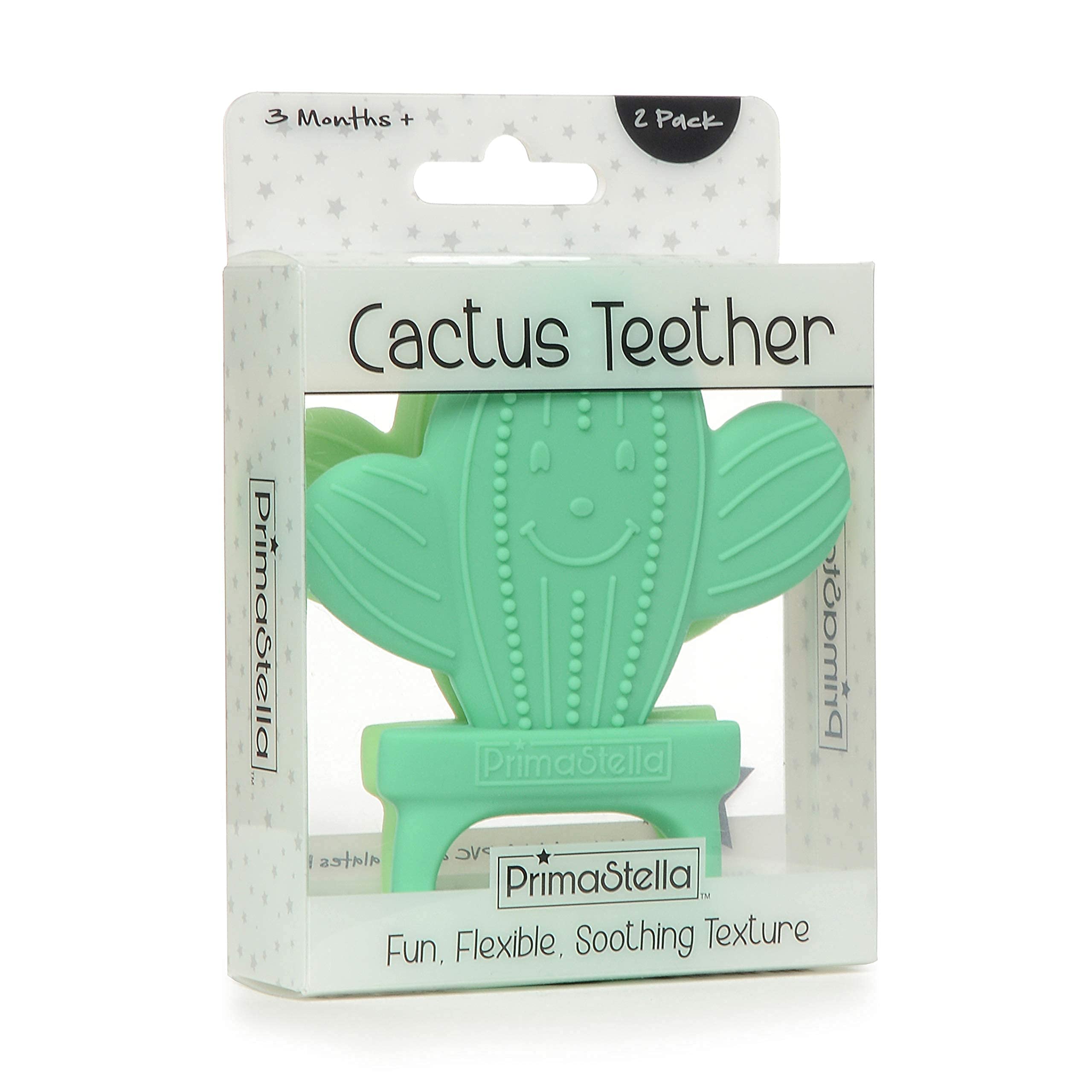 Mordedores de cactus de silicona para bebés, bebés y niños pequeños, seguridad probada, sin BPA, lindos, calmantes, fáciles de sostener, juego de 2 mordedores para bebés, verde y menta 4