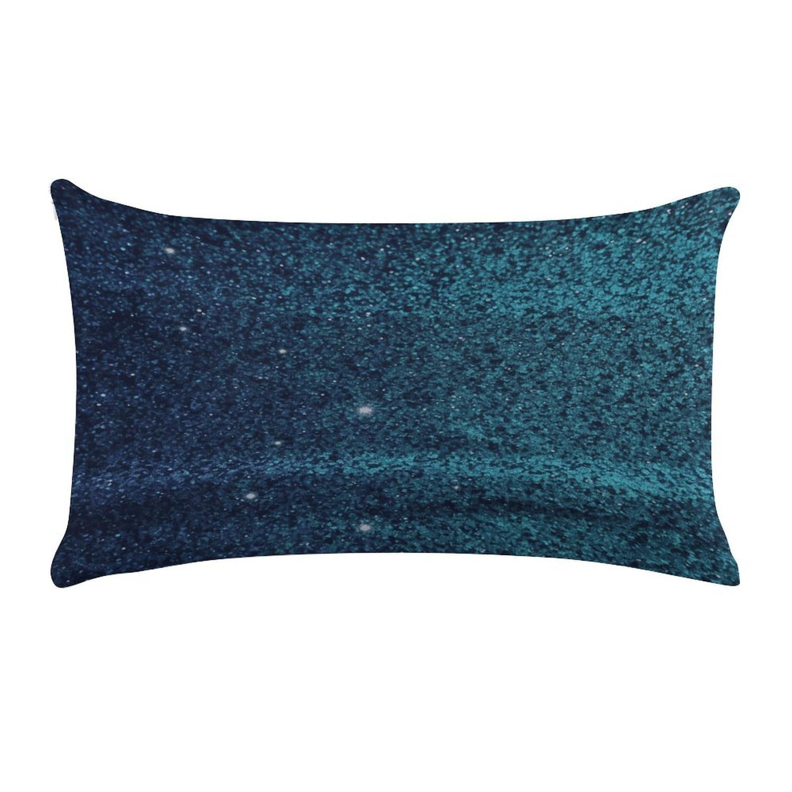 LDGSUPH Teal Glitter Throw Pillow Cover with Zipper Long Throw Pillow Case Anti-Fading Pillow Protector Super Soft Decorative Cushion Case Exquisite Plush Pillowcase12 X 20 in