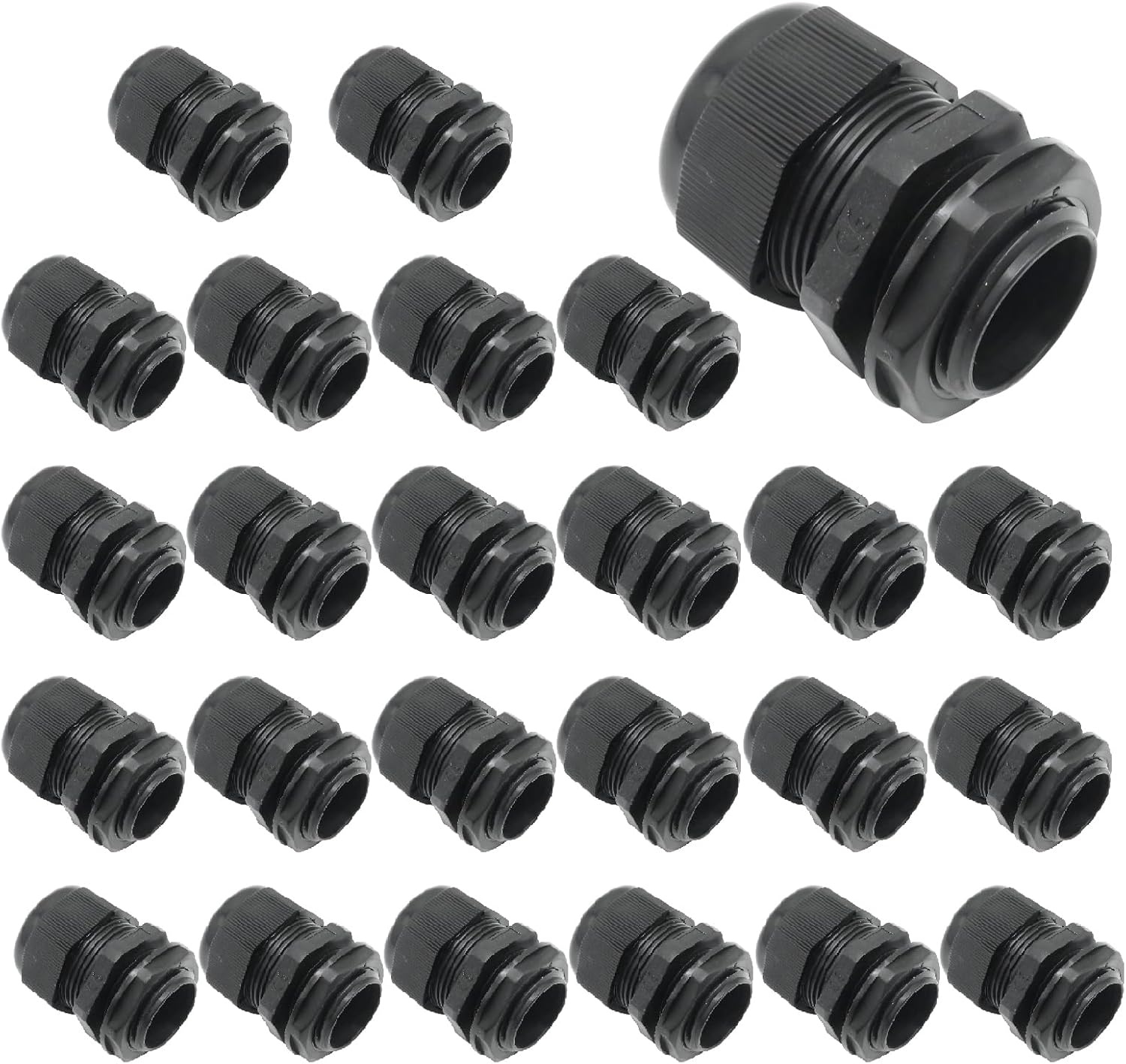 25PCS 1" (17-25mm) NPT Nylon Cable Gland, IP68 Waterproof Adjustable Cable Cable, Waterproof Junction Box Wire Panel Gland Grip Connectors Black