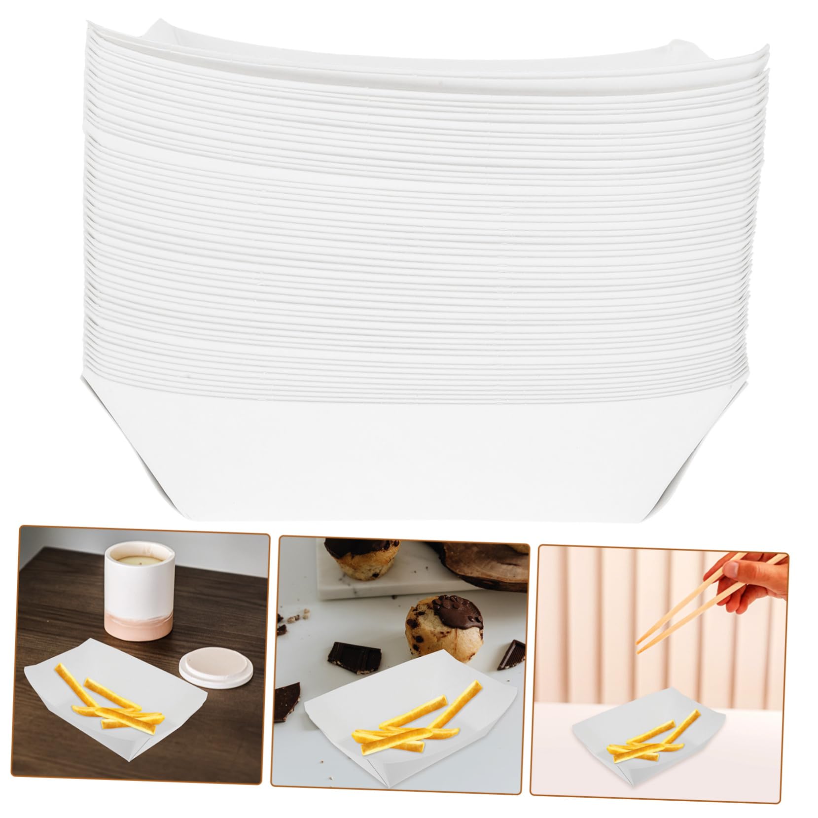 GRIRIW 50Pcs Decorative Food Boats Oil Takeout Containers for Snacks Fries Sushi Portable Sturdy Design for Parties and Restaurants