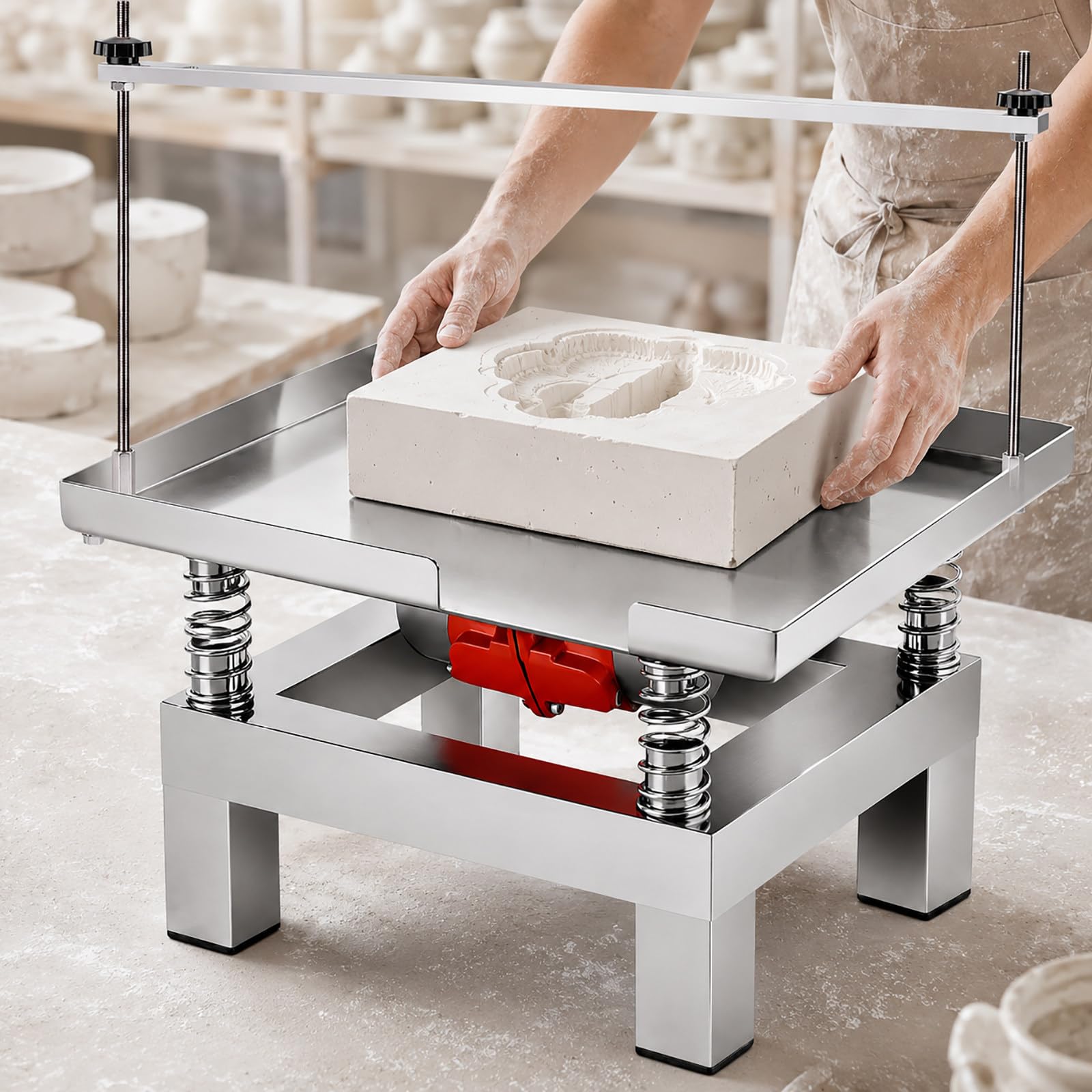 vnmudzeo Concrete Vibration Table, Electric Shaker Bench - 13.8 x 13.8 in Tray, 3000-3600 RPM for Cement and Plaster Upgrade