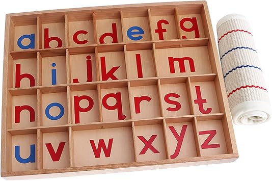 Toys Wooden Movable Alphabet Letters Alphabet Numbers Block Set Small Letter Objects for Spelling Learning, with small mat