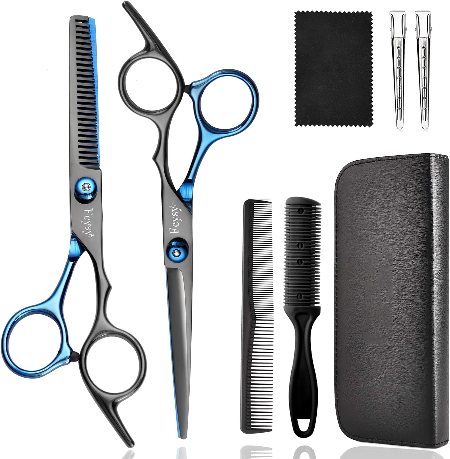 Fcysy Professional Hair Cutting Scissor Kit - Thinning, Texturizing & Layering Scissors Set