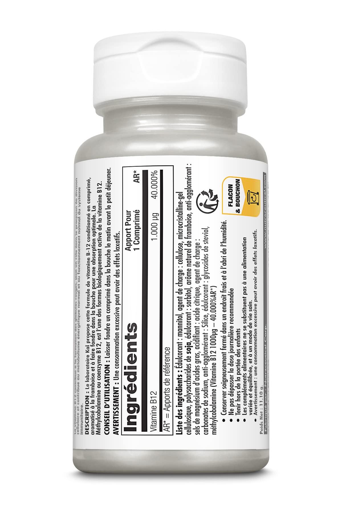 Kal Vitamine B12 Méthylcobalamine | 90 Micro-Comprimés