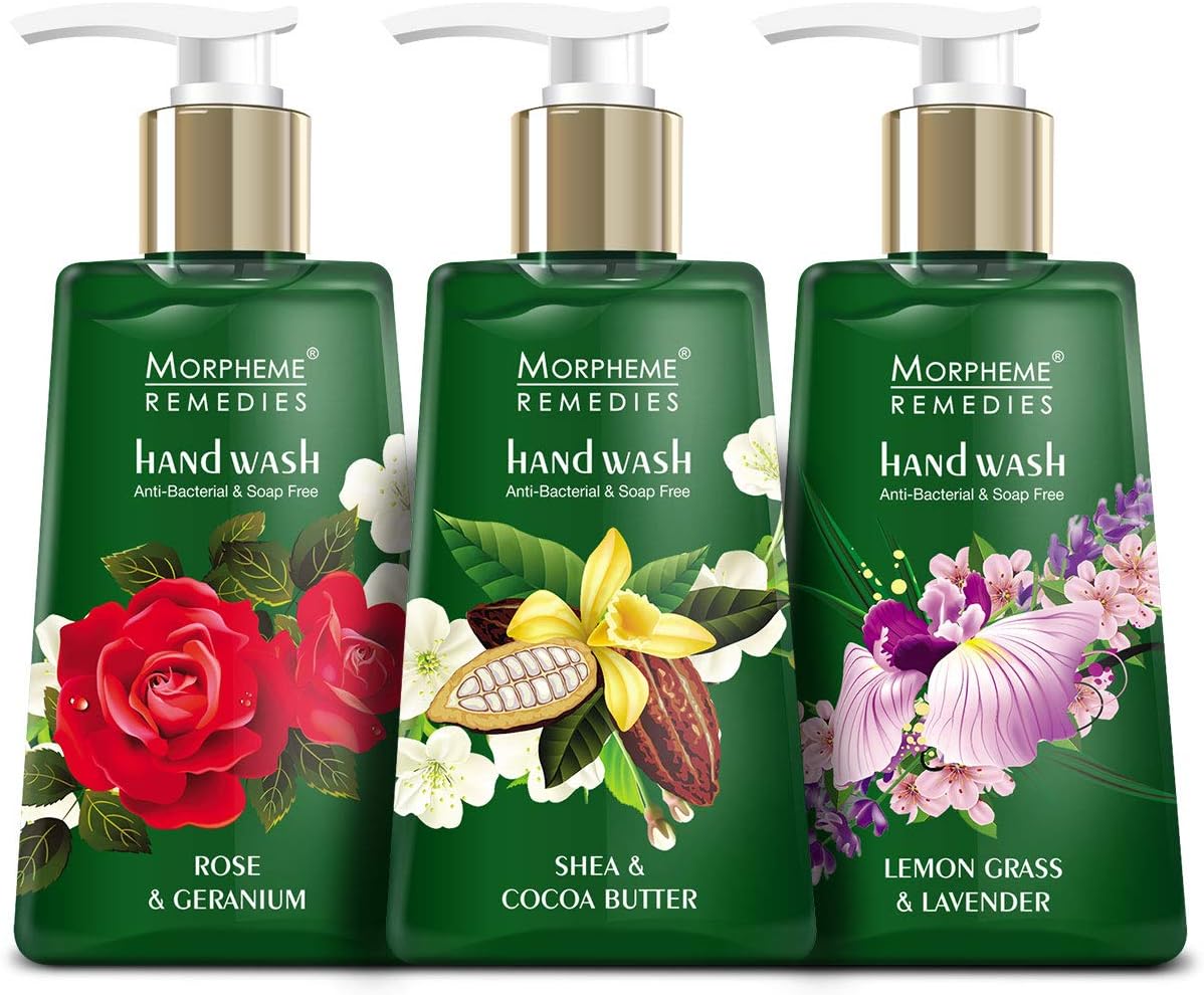 Morpheme Remedies Hand Wash Lemongrass & Lavender + Shea & Cocoa Butter + Rose & Geranium (250ml Each)