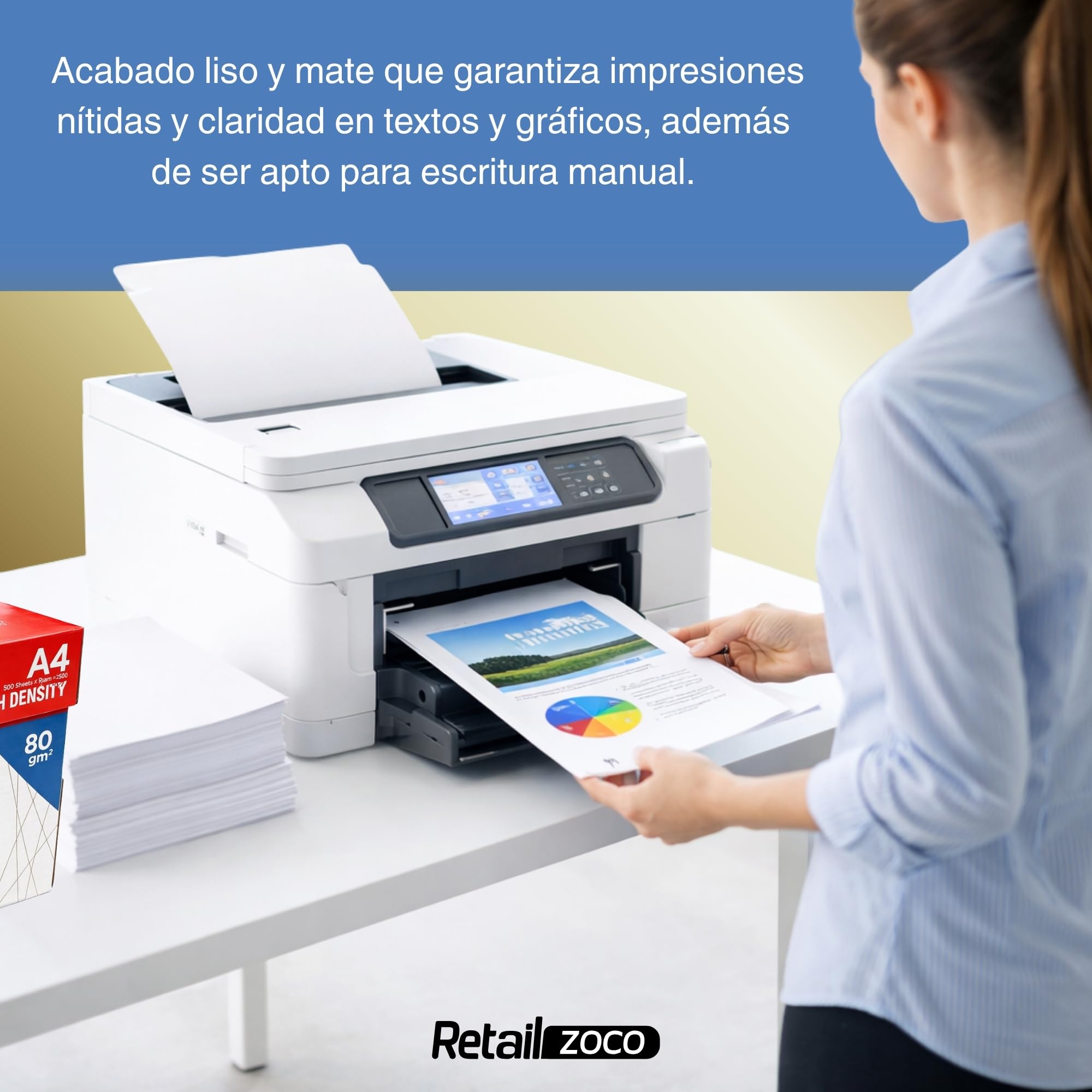 TECHZOCO Papel Fotocopiadora Din A4, Papel de Oficina A4, Papel Multifuncional A4, Papel para Impresora A4, Papel Fotocopiadora, 80 gramos, Tamaño A4, Incluye 5 paquetes de 500 hojas cada uno