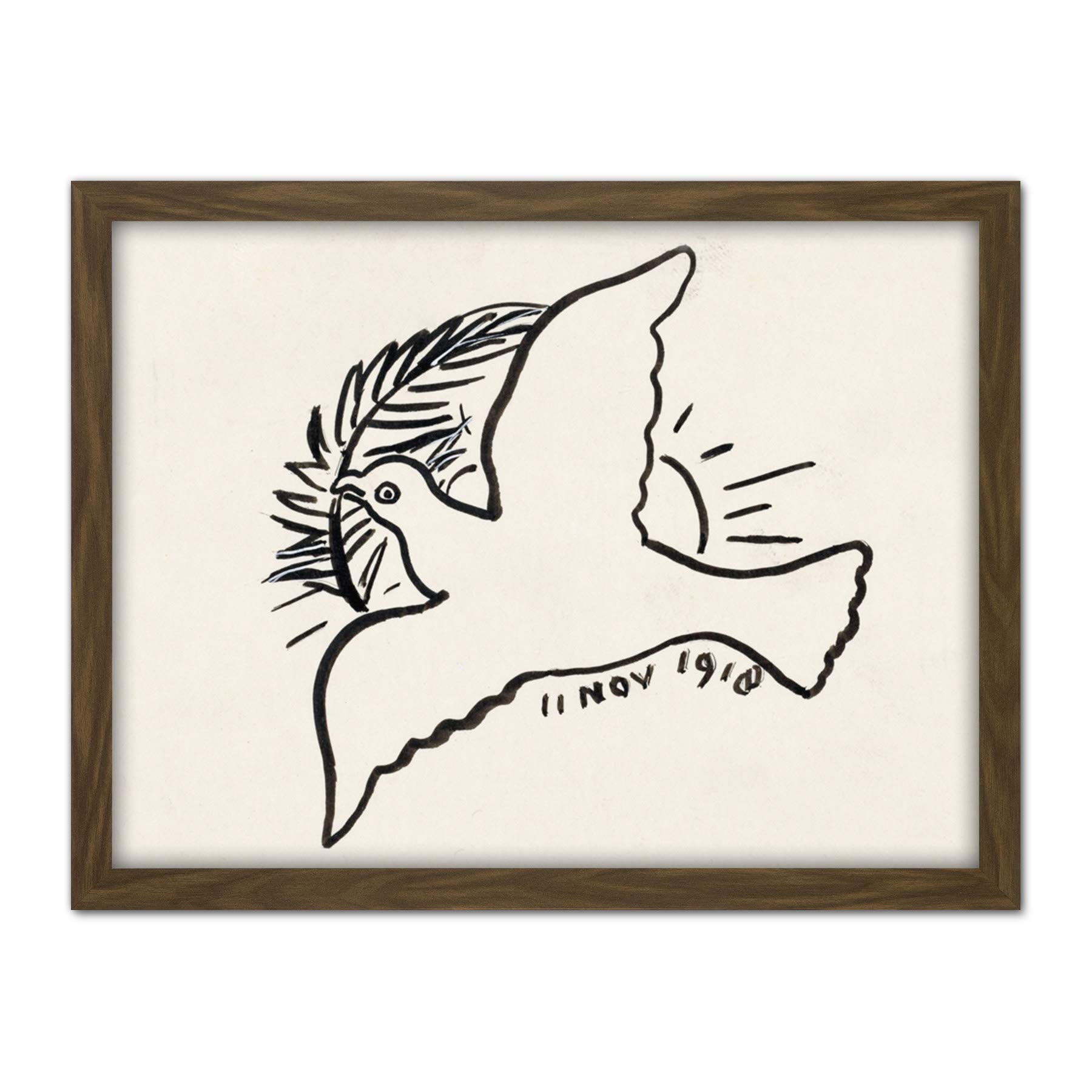 Artery8 Leo Gestel Peace Dove Branch 1918 Drawing Artwork Framed Wall Art Print 18X24 Inch