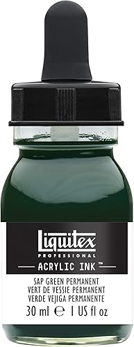 Vista 24 de Liquitex - Pintura acrílica profesional INK! Jarro de 1 onza, color blanco de titanio Umber crudo transparente