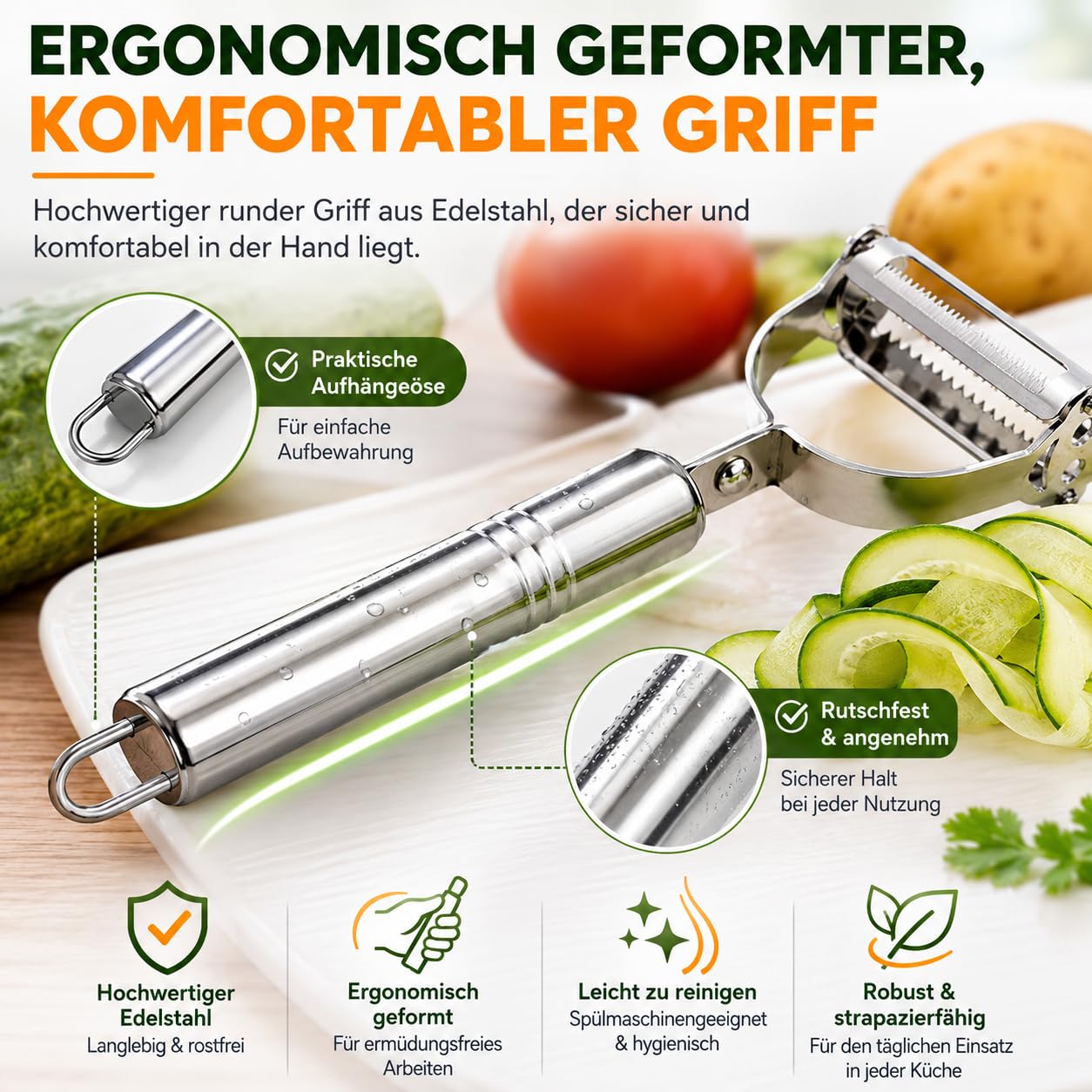 ZZM Fruit and Vegetable Peeler, Stainless Steel, Stainless Steel Peeler. — Amazon image 3