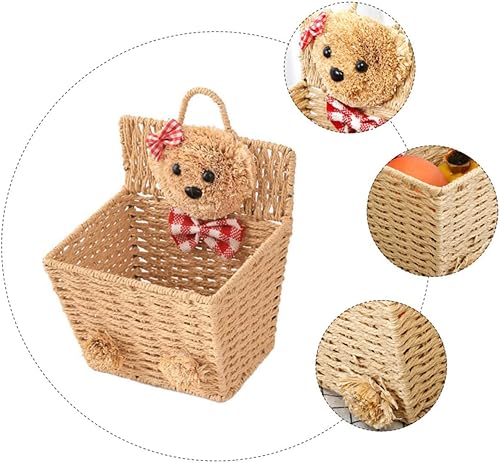 Miniatura 2 de Alipis Bear - Cesta de almacenamiento decorativa, ratán tejido, capacidad de 150 libras, color caqui, 15 x 15 x 15 pulgadas