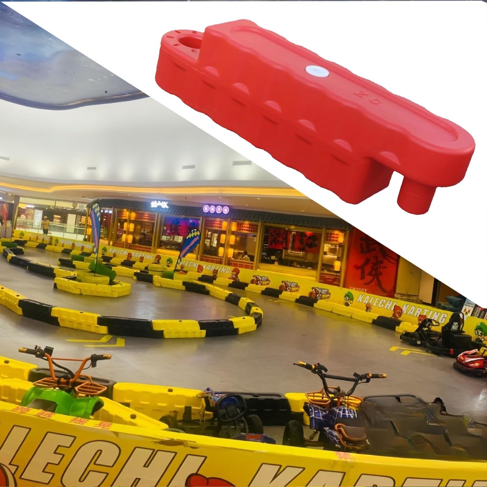 2/3 /4/5 Pcs Go Kart Track Fence, Amusement Park Bumper Car Racing Track Barrier, Children's Activities/Construction Lot Safety Protectiive Runway(Red 2 Pcs,Large)