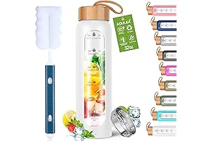 Aqulea 32 oz glass water bottle wide mouth
