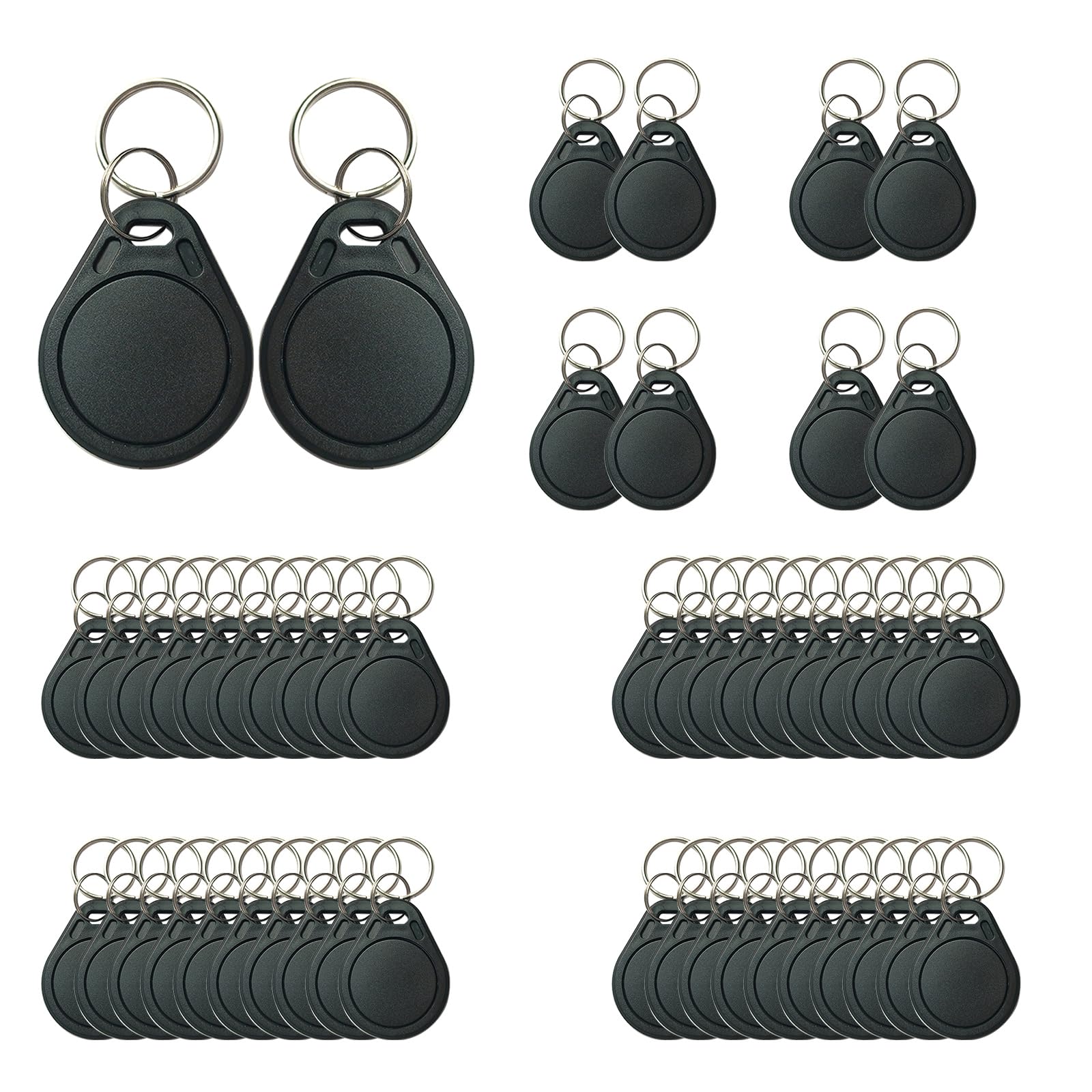 MIFARE Classic 1K Keyfobs, ISO14443A 13.56MHZ RFID IC Key Fob RFID Tag M1 Access Control Key Card for Entry Access Control System (50pcs,Black)