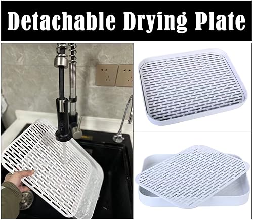 Miniatura 6 de Zosenley Estante de secado de tazas de 2 niveles con bandeja de drenaje, estante organizador de almacenamiento de cocina para beber cuencos de