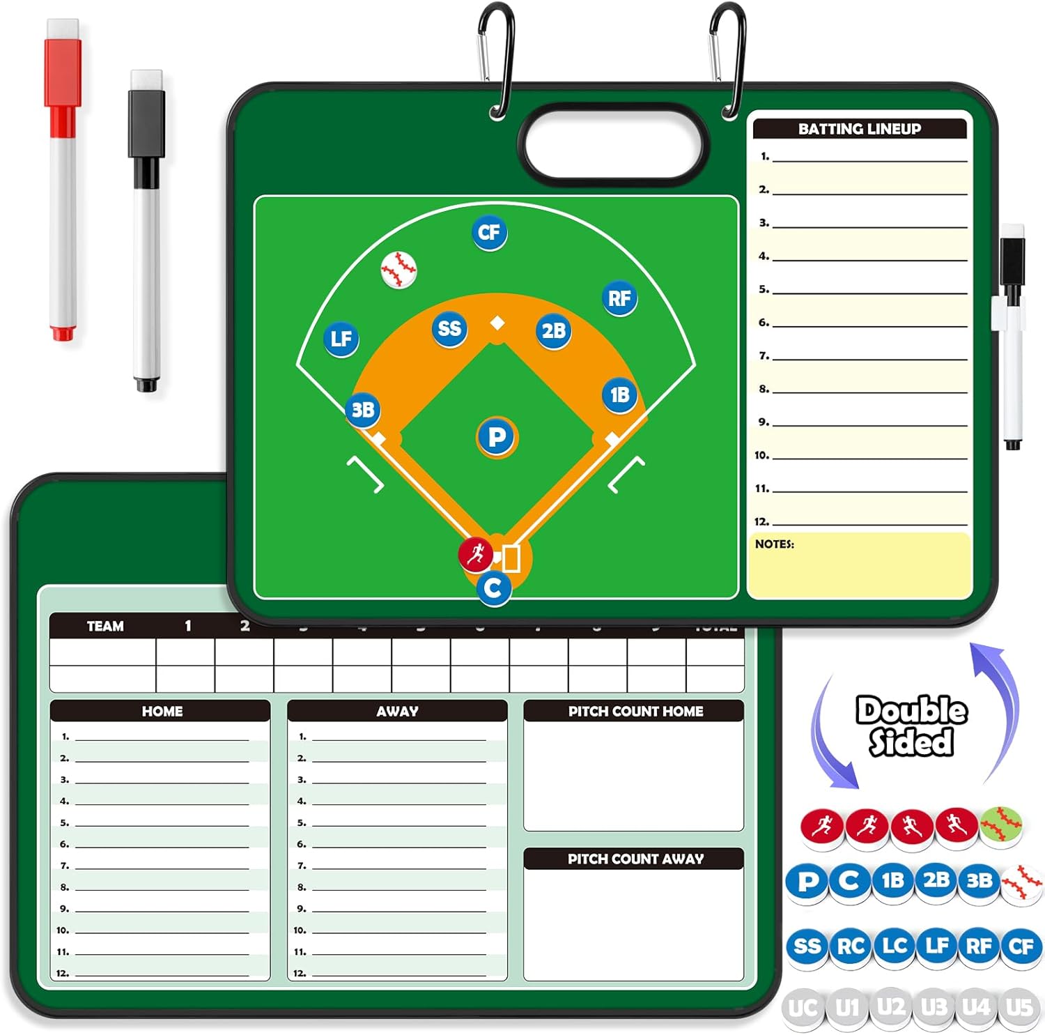 Torlam Baseball Coach Board Dry Erase Baseball