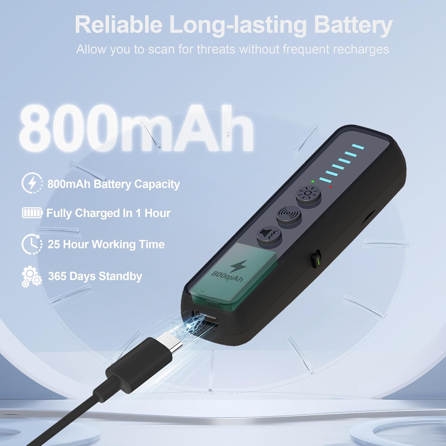 ZHENHAN Hidden Camera Detectors,GPS Tracker Detector,Camera Detector Spy Camera Finder,RF Detector,25H Working Time,Travel-Friendly Size(S600 Black) - Image 4