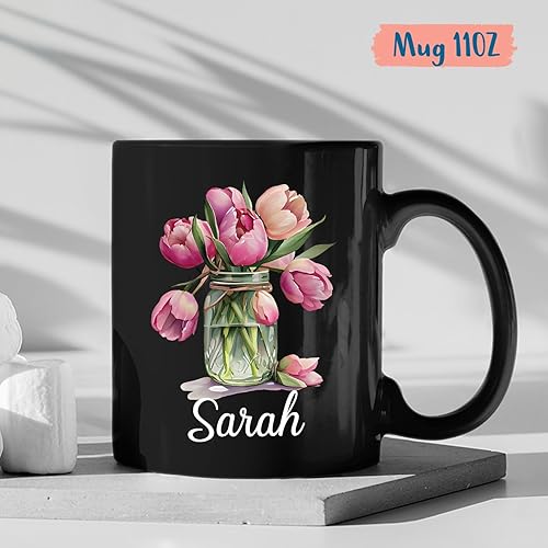 Miniatura 10 de Taza de cerámica de flores, taza de cerámica de flor lila personalizada, regalos de taza lila para propietario de jardín de flores, regalos de taza