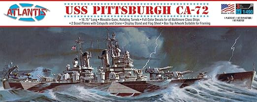 ATLANTIS TOY & HOBBY Plastic Model Kit-USS Pittsburgh Ca-72 Heavy Cruiser, Multicolor