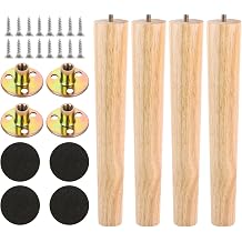 30cm Wooden Furniture Legs Set of 4, Nature 12inch Solid Wooden Sofa Chair Legs, Sofa Replacement Feet with Mounting Plate & Screws for Cabinet, Bed, Chair, Sofas, Dresser Table and TV Stand